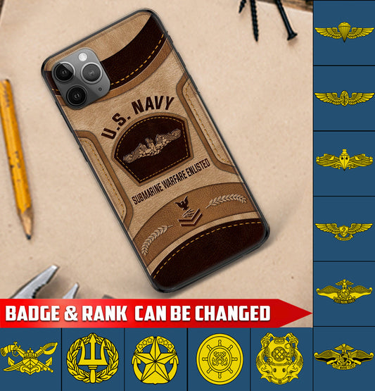 Personalized US Military - Navy Badge Phone Case Printed