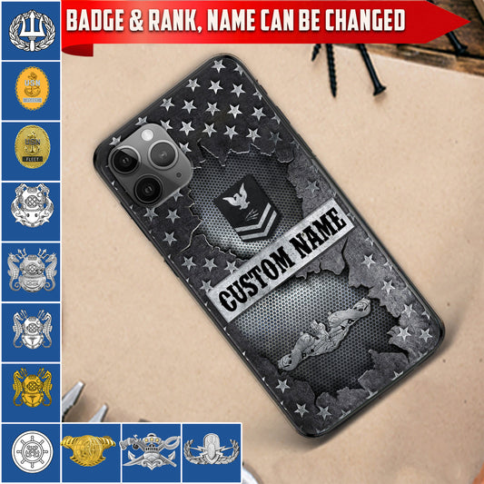 Personalized US Military - Navy Badge Phone Case Printed