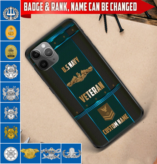 Personalized US Military - Navy Badge Phone Case Printed