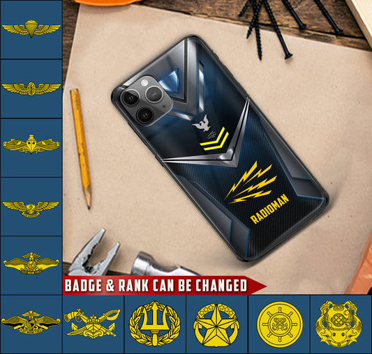 Personalized US Military - Navy Badge Phone Case Printed