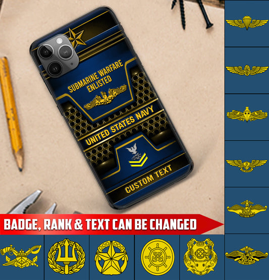 Personalized US Military - Navy Badge Phone Case Printed