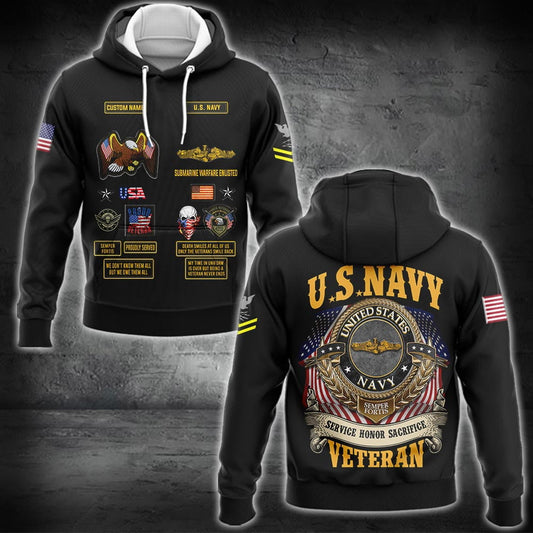 US Military – Navy Badge All Over Print Hoodie