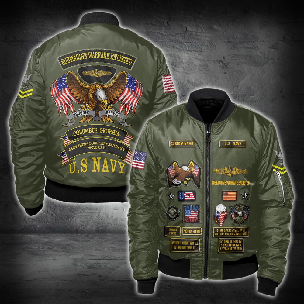 US Military – Navy Badge All Over Print Bomber Jacket