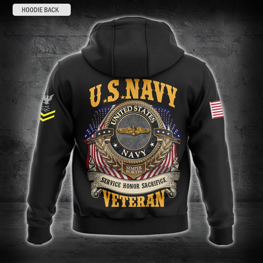 US Military – Navy Badge All Over Print Hoodie