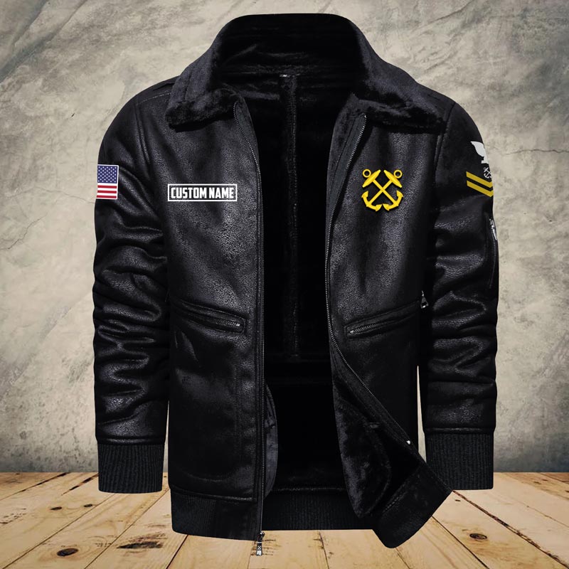 US-Militär - Küstenwache-Bewertung - Lederjacke für Veteranen 