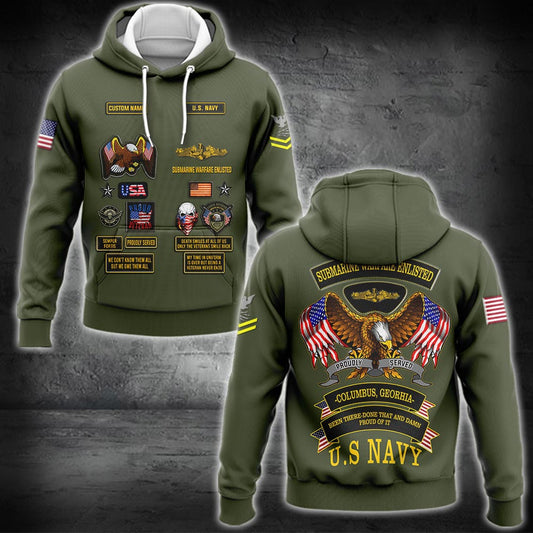 US Military – Navy Badge All Over Print Hoodie