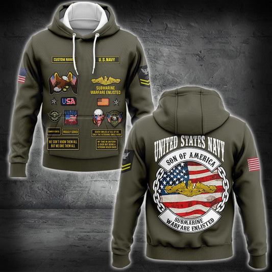 US Military – Navy Badge All Over Print Hoodie