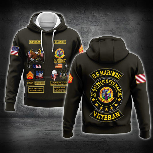 US Militär – Marine Battalion All Over Print Hoodie