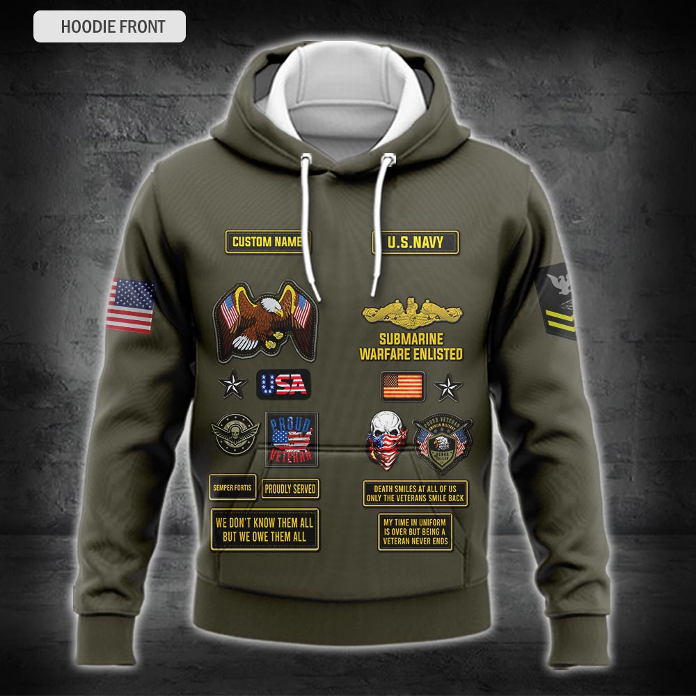 US Military – Navy Badge All Over Print Hoodie