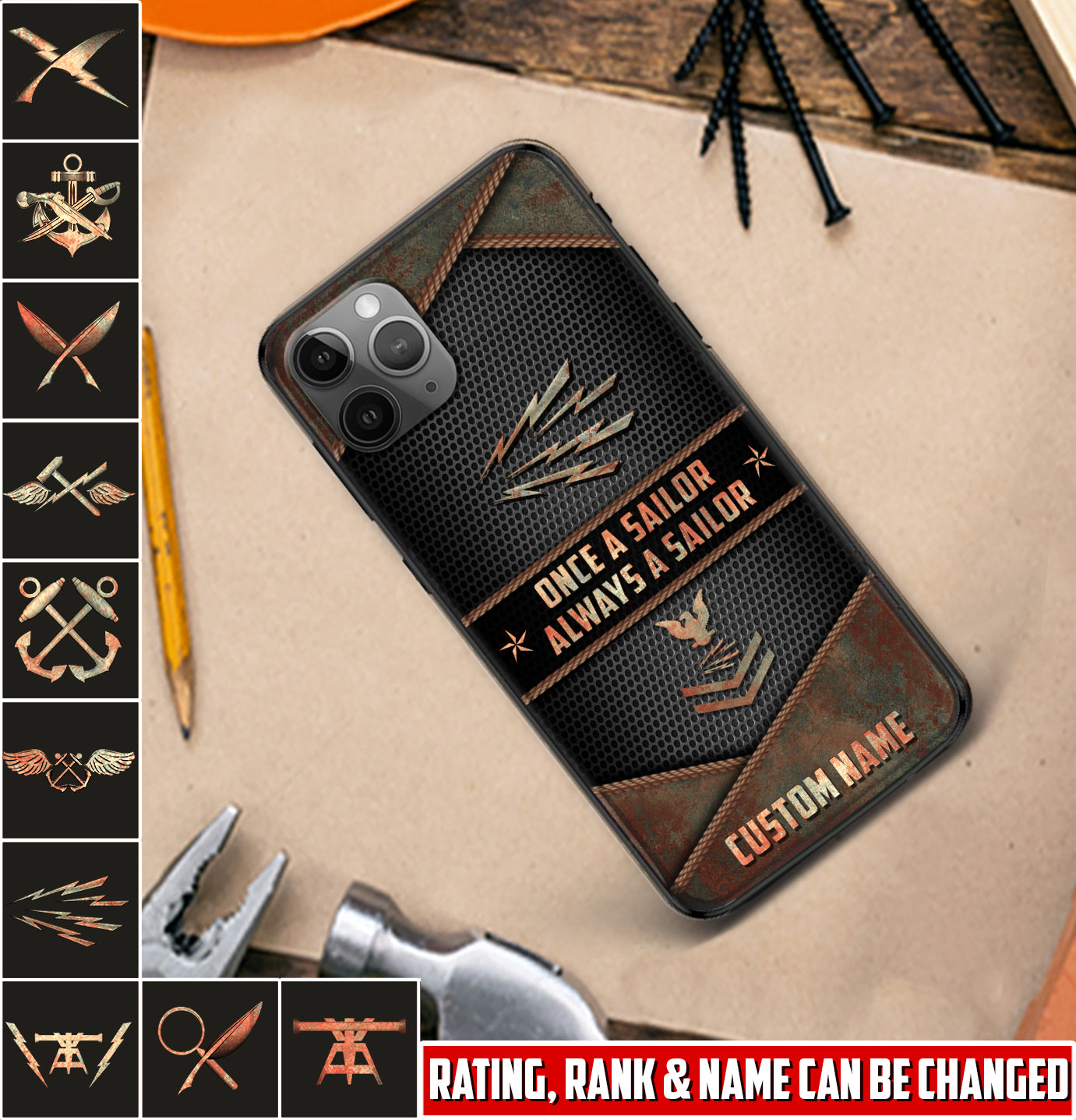 Personalized US Military - Navy Rating Phone Case Printed