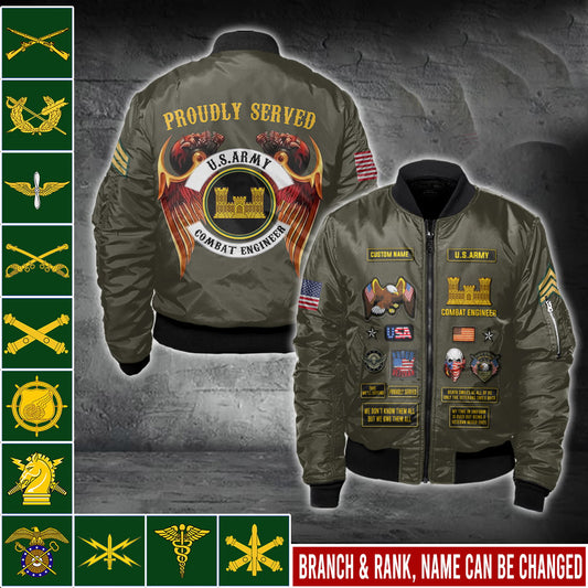 US Military – Army Branch All Over Print Bomber Jacket