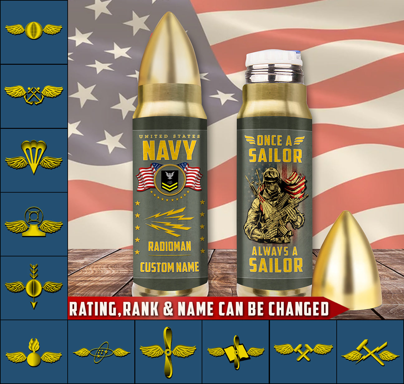 US Military – Navy Rating – Bullet Tumbler