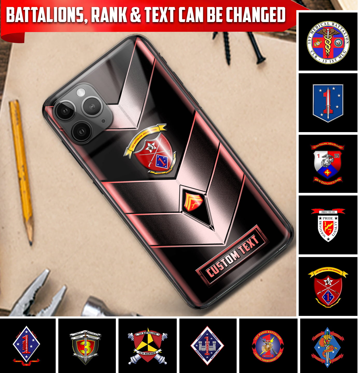 Personalized US Military - Marine Battalion Phone Case Printed