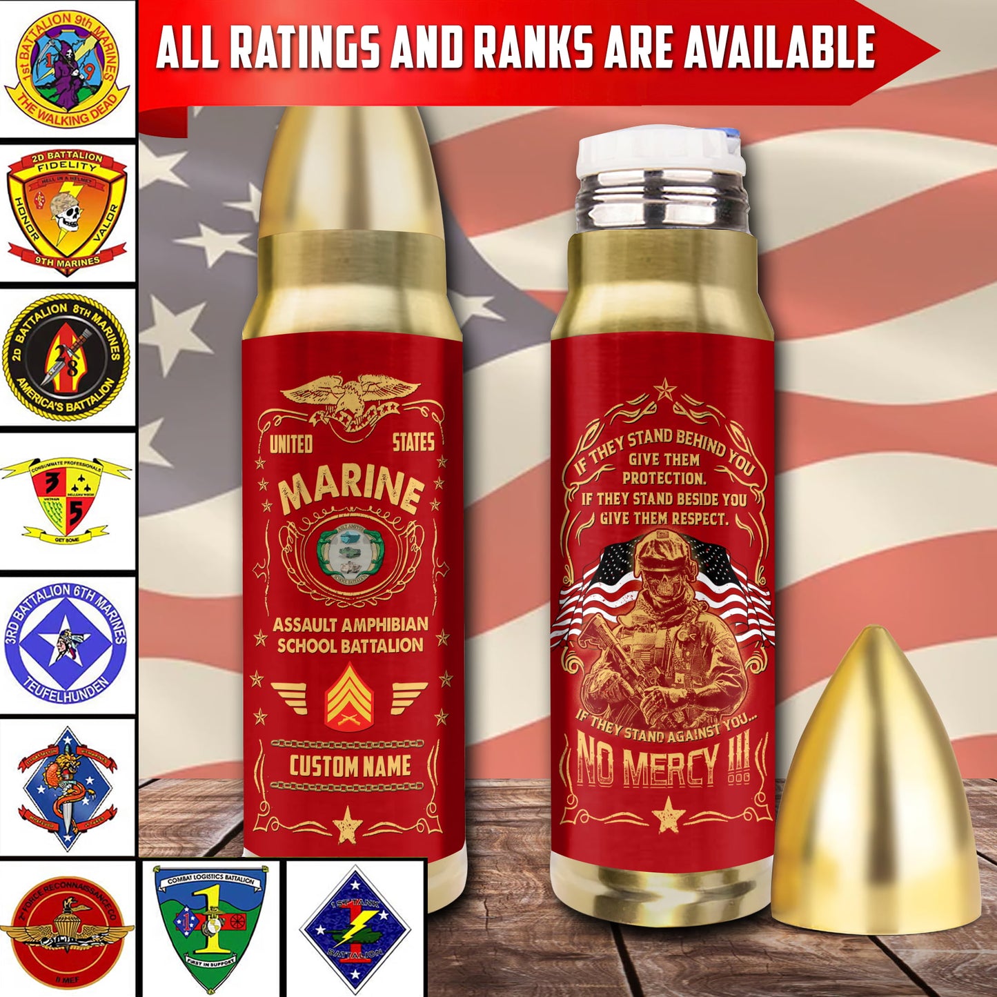 US Military – Marine Battalion – Bullet Tumbler