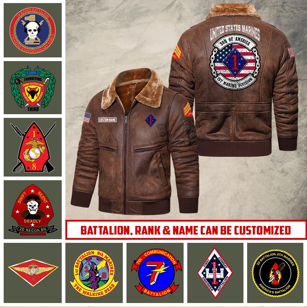 US Military - Marine Battalion - Leather Jacket For Veterans