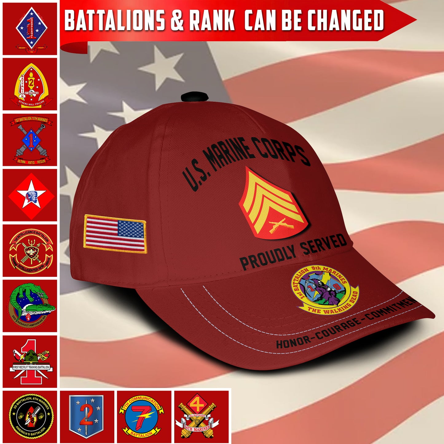 US Military – Marine Battalion All Over Print Cap