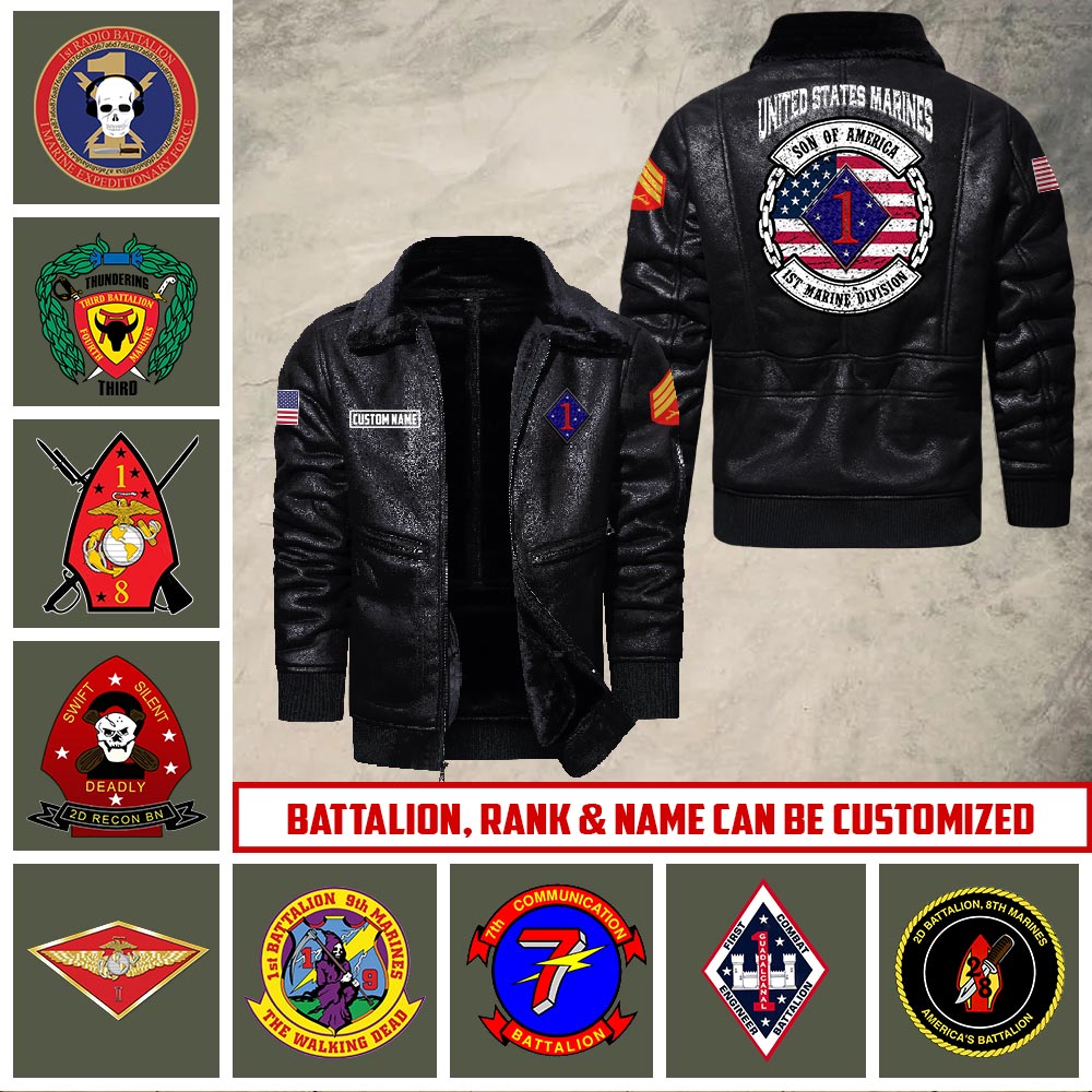 US Military - Marine Battalion - Leather Jacket For Veterans