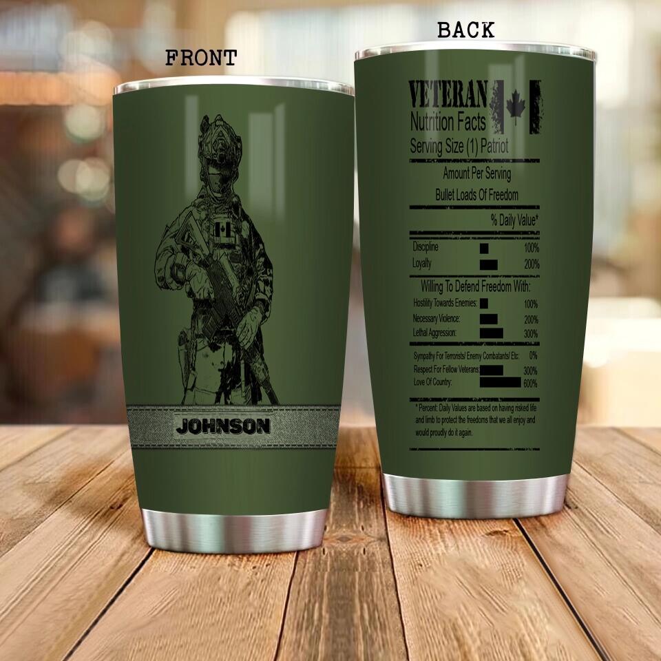 Personalized Canadian Veteran/ Soldier Camo Tumbler All Over Printed 0502240028