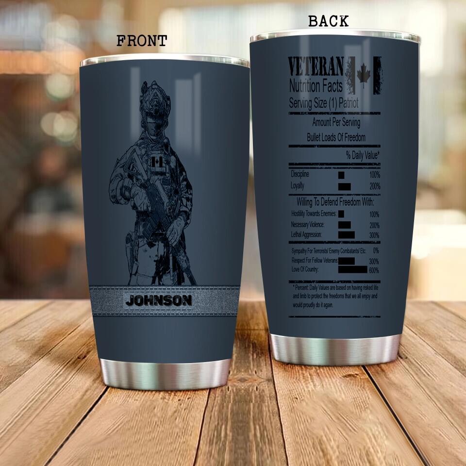 Personalisierter kanadischer Veteranen-/Soldat-Becher in Camouflage, komplett bedruckt 0502240028