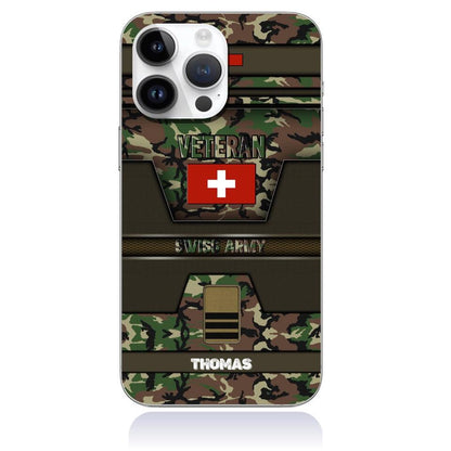 Coque de téléphone personnalisée imprimée pour soldat/vétéran suisse - 2212220010