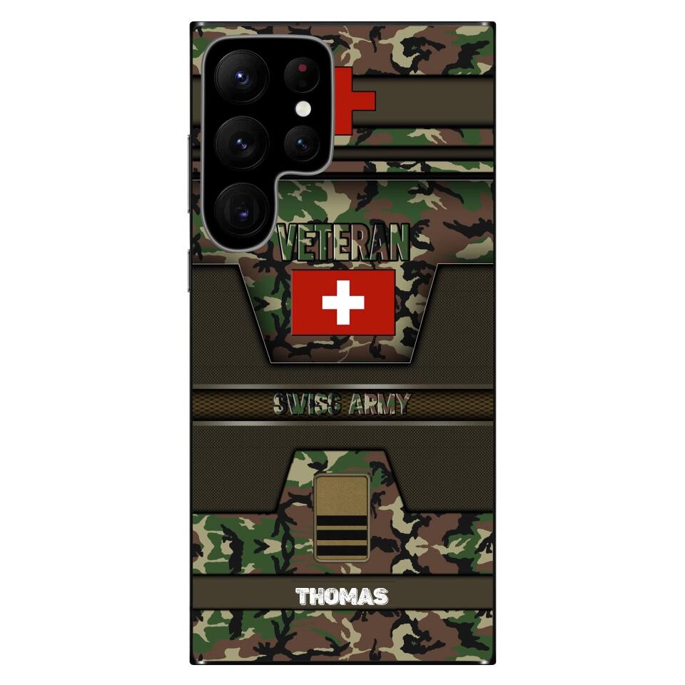 Coque de téléphone personnalisée imprimée pour soldat/vétéran suisse - 2212220010