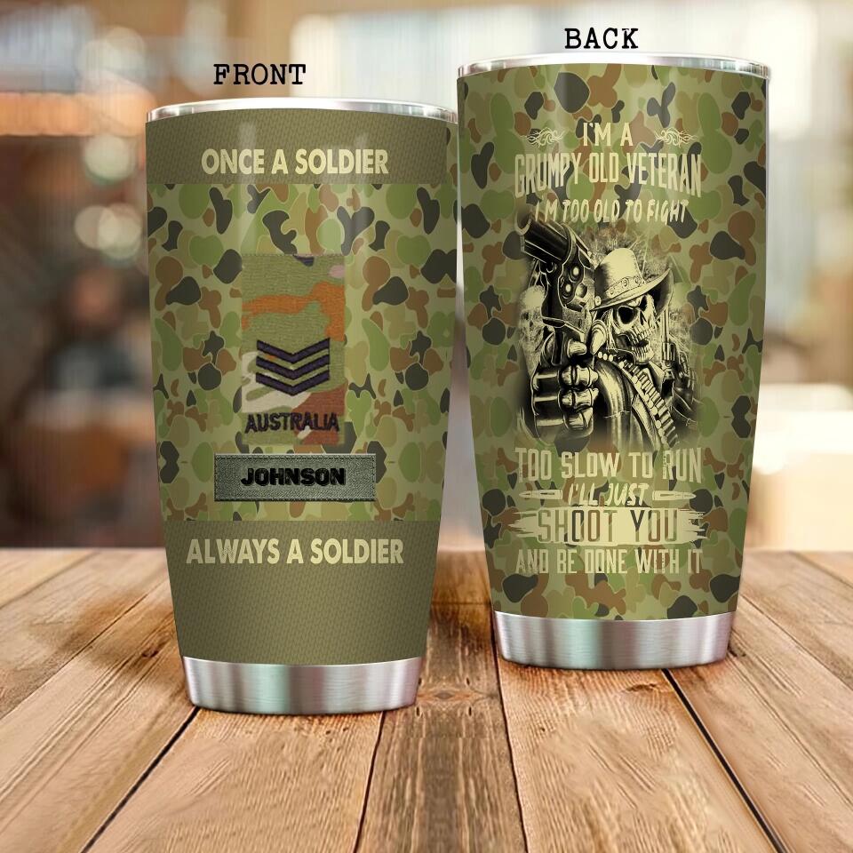 Personalized Australian Veteran/ Soldier Camo Tumbler All Over Printed 0302240010