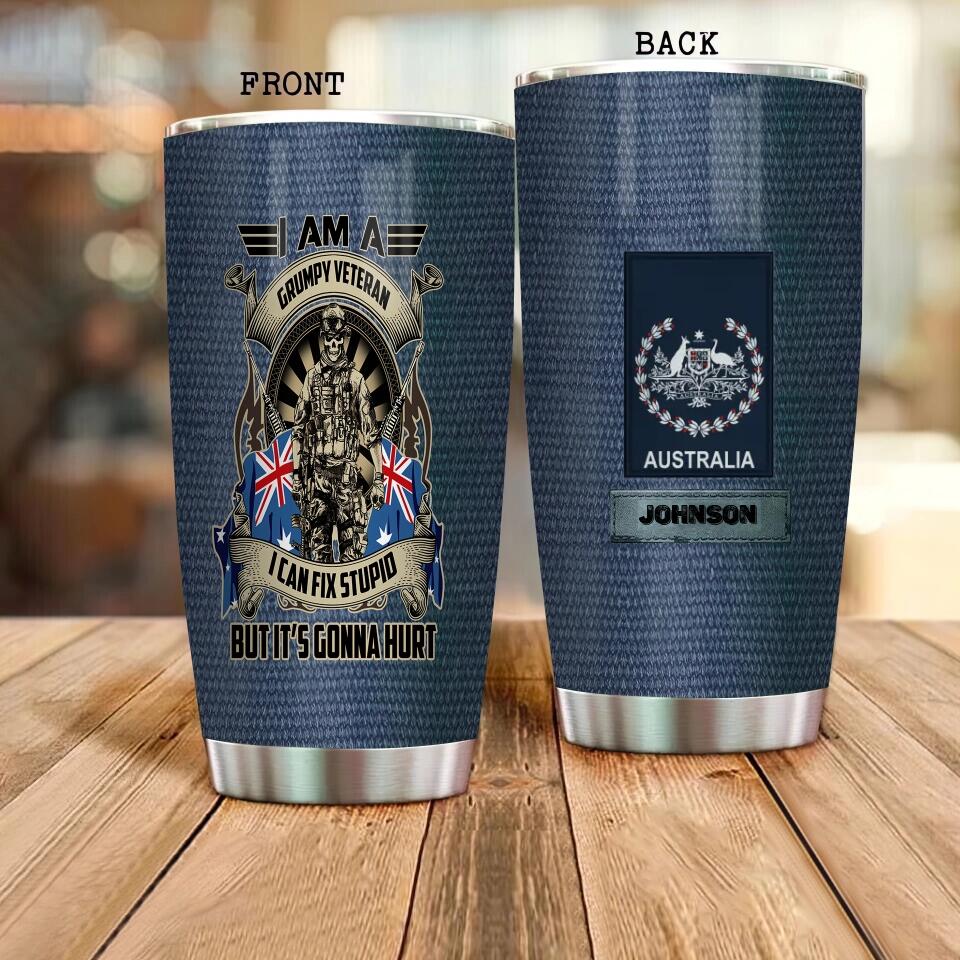 Personalized Australian Veteran/ Soldier Camo Tumbler All Over Printed 0302240014