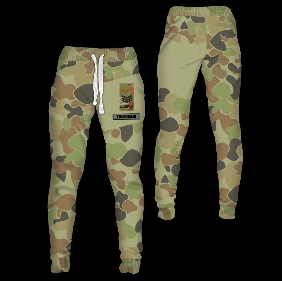 Pantalon de survêtement personnalisé avec camouflage soldat/vétéran australien avec nom et grade imprimé en 3D - 1811230001