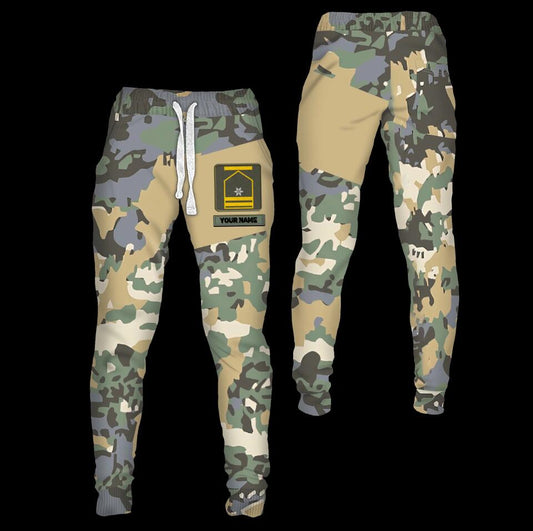 Pantalon de survêtement personnalisé avec camouflage soldat/vétéran autrichien avec nom et grade imprimé en 3D - 1811230001