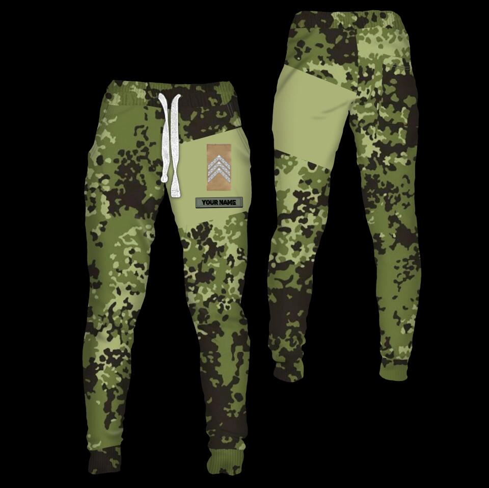 Pantalon de survêtement personnalisé avec camouflage soldat/vétéran du Danemark avec nom et grade imprimé en 3D - 1811230001