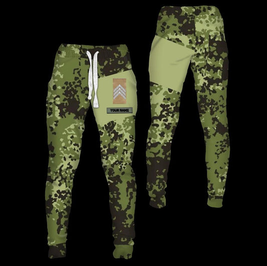 Pantalon de survêtement personnalisé avec camouflage soldat/vétéran du Danemark avec nom et grade imprimé en 3D - 1811230001