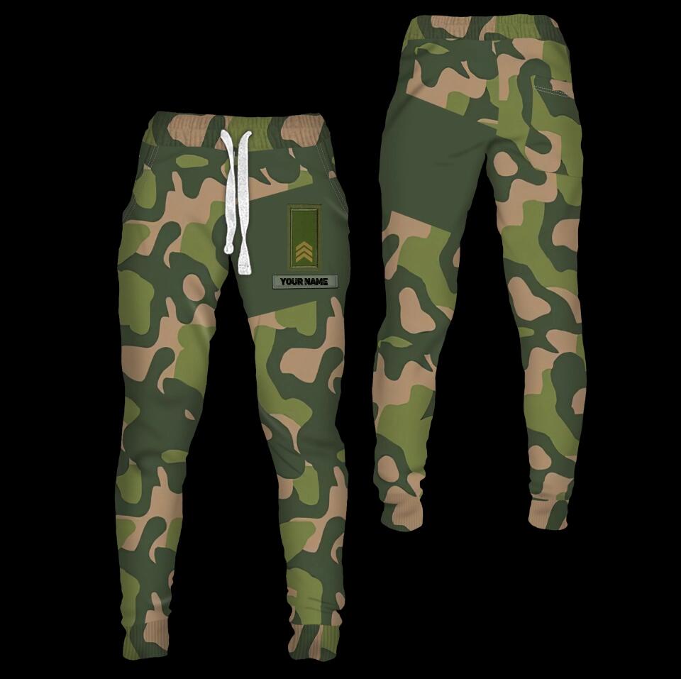 Pantalon de survêtement personnalisé avec camouflage soldat/vétéran suédois avec nom et grade imprimé en 3D - 1811230001