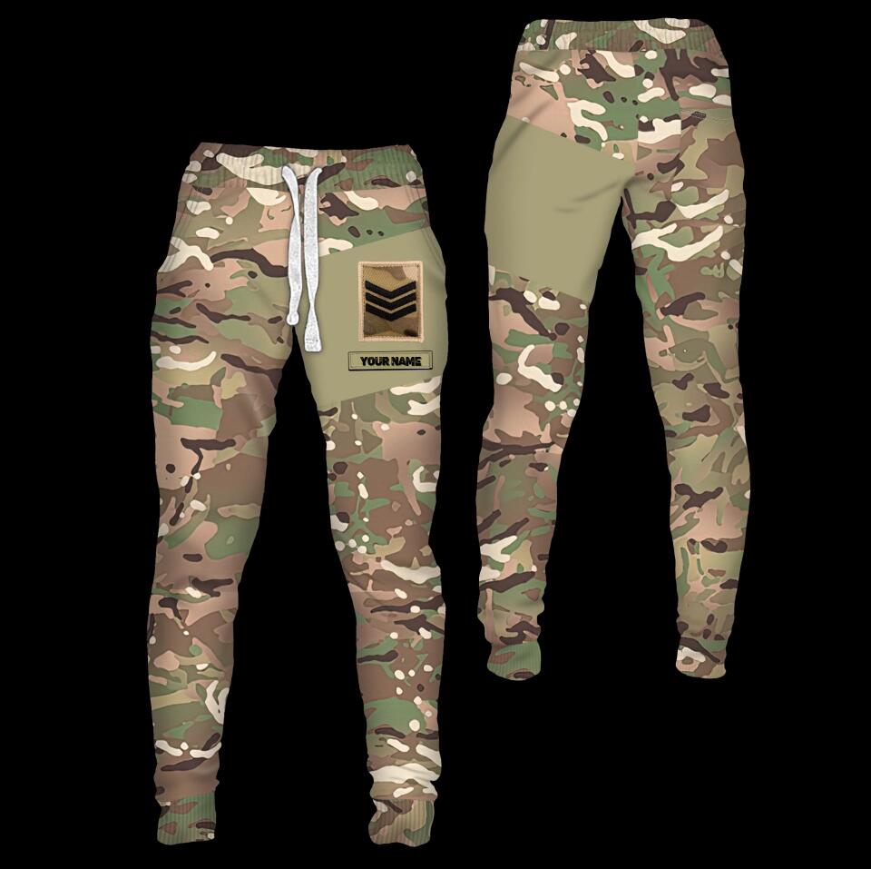 Pantalon de survêtement personnalisé avec camouflage soldat/vétéran britannique avec nom et grade imprimé en 3D - 1811230001