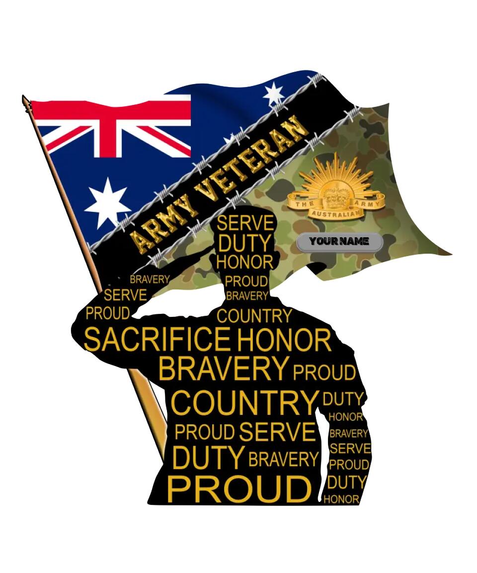 Personalized Name Australian Soldier/Veterans Camo Cut Metal Sign - 0102240012