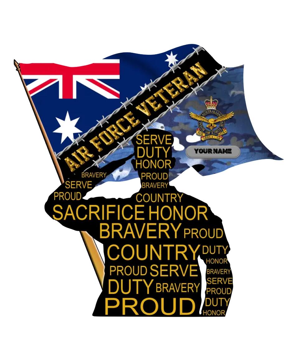 Personalized Name Australian Soldier/Veterans Camo Cut Metal Sign - 0102240012