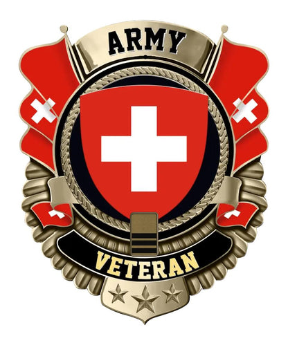 Personalized Rank Swiss Soldier/Veterans Camo Cut Metal Sign