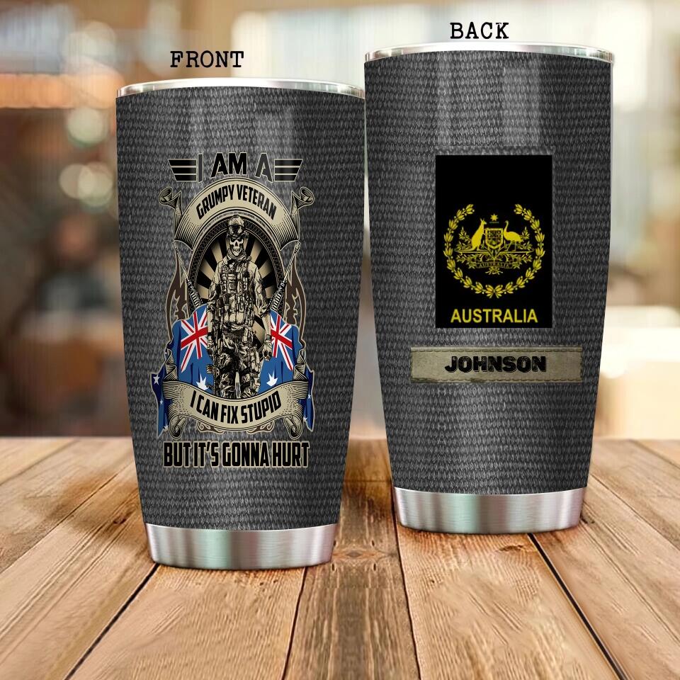 Personalized Australian Veteran/ Soldier Camo Tumbler All Over Printed 0302240014