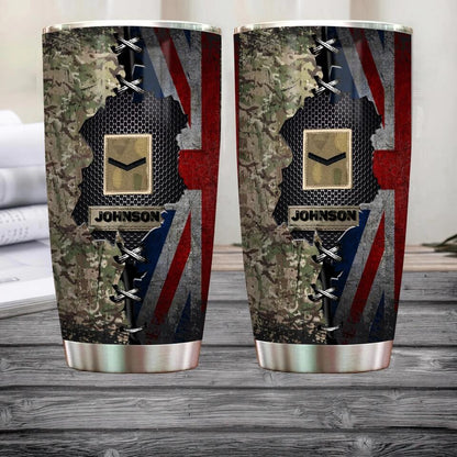 Personalized UK Soldier/  Veteran Camo Tumbler All Over Printed - 0202240001