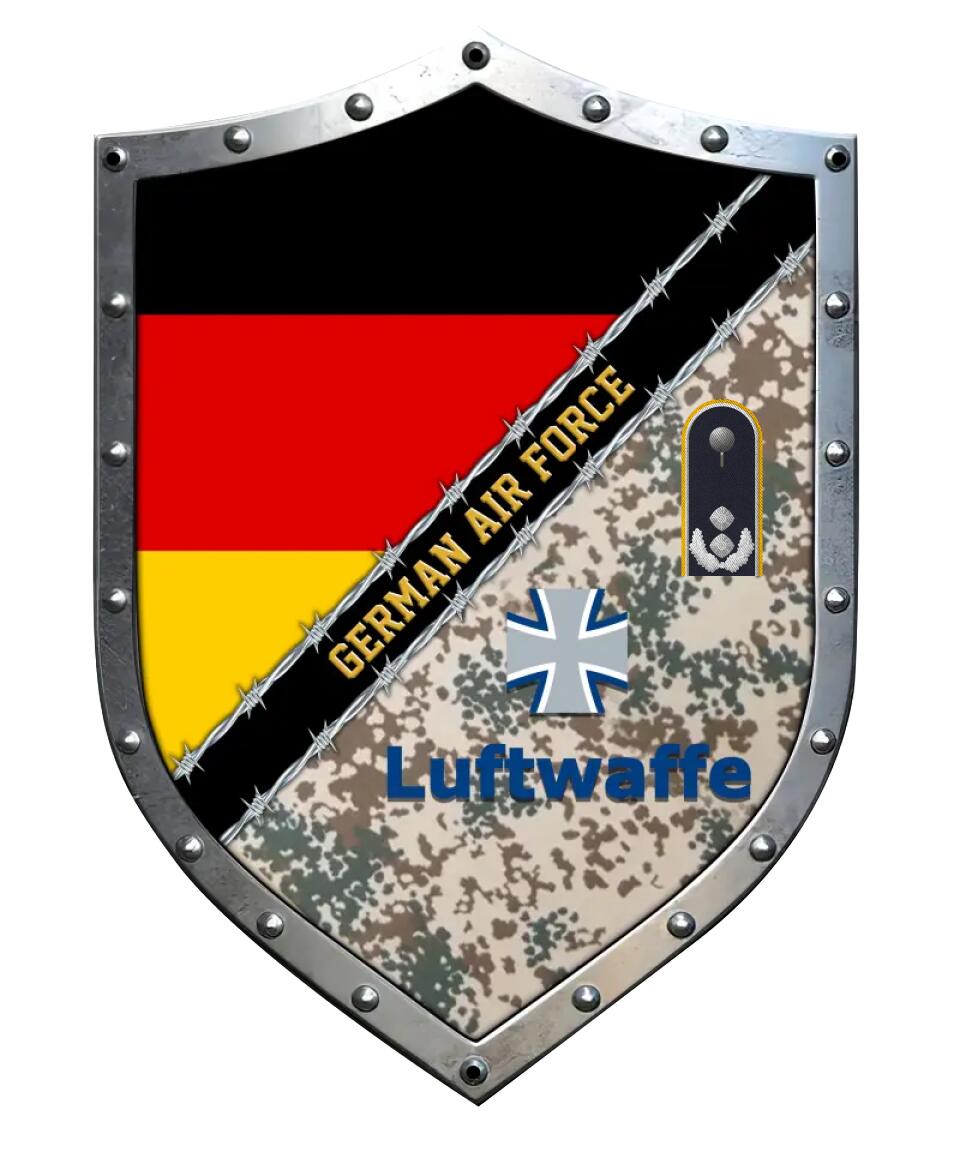 Personalisiertes Metallschild mit Tarnmuster für den Rang eines deutschen Soldaten/Veteranen – 0102240002