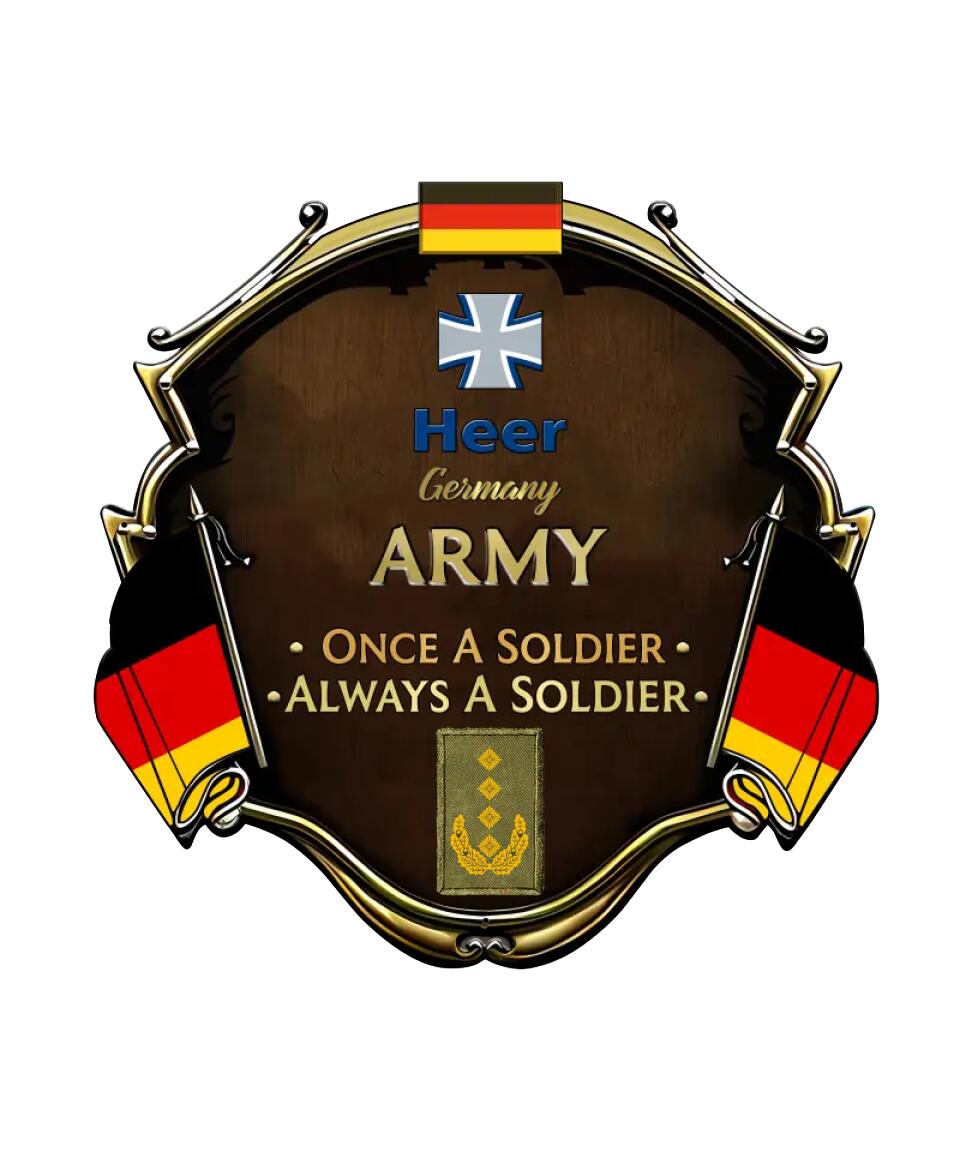 Personalized Rank German Soldier/Veterans Camo Cut Metal Sign - 0102240008