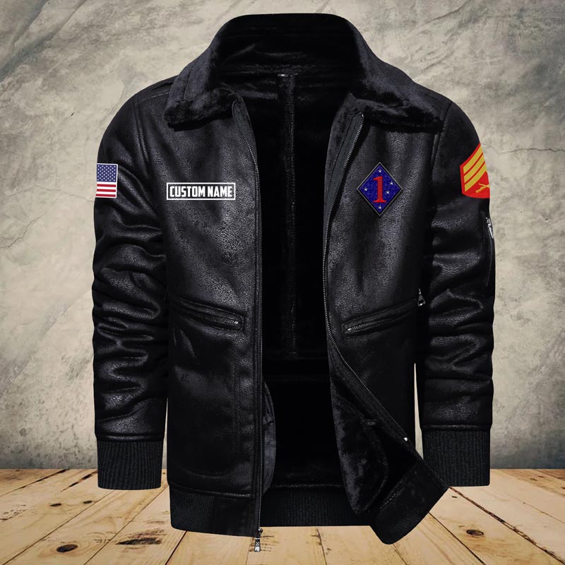 US Militär - Marine Battalion - Lederjacke für Veteranen 