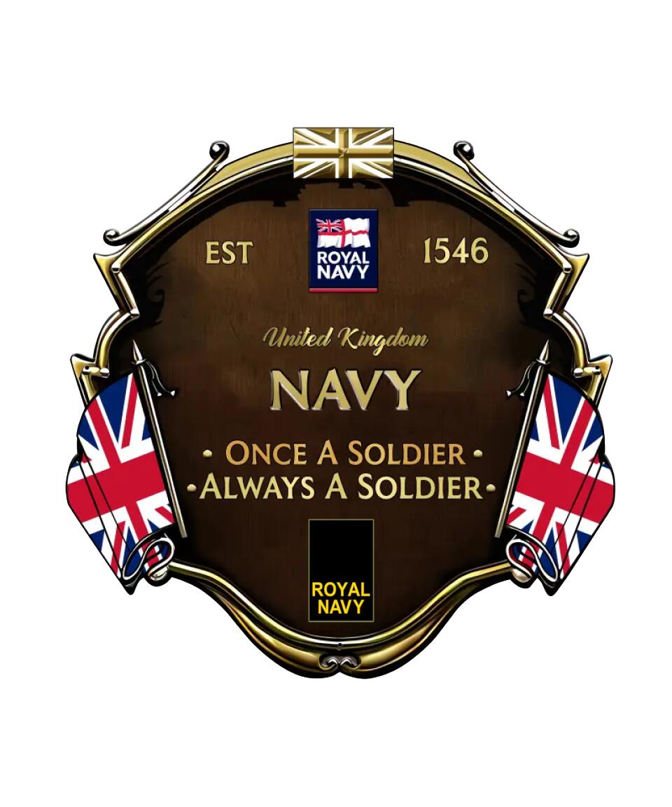 Personalized Rank United Kingdom Soldier/Veterans Camo Cut Metal Sign - 0102240003