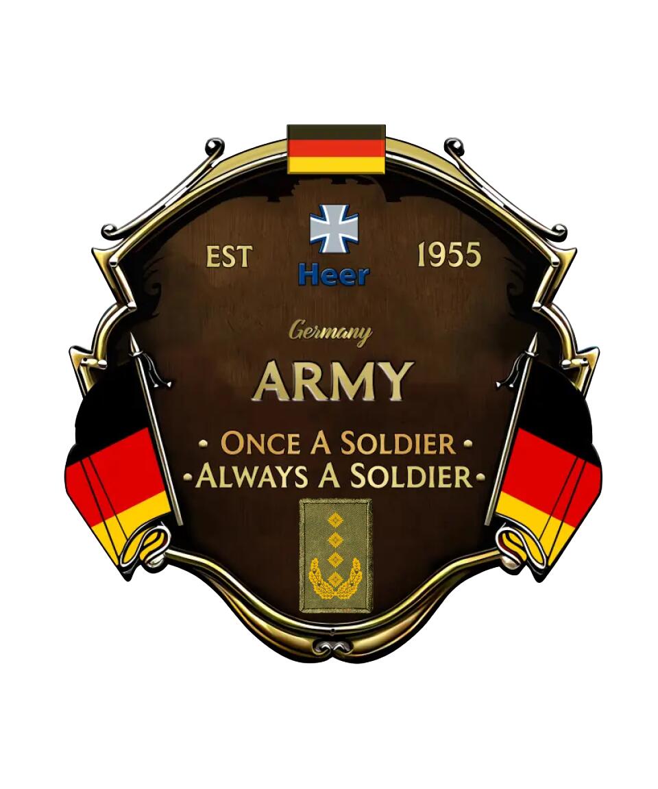 Personalized Rank German Soldier/Veterans Camo Cut Metal Sign - 0102240005