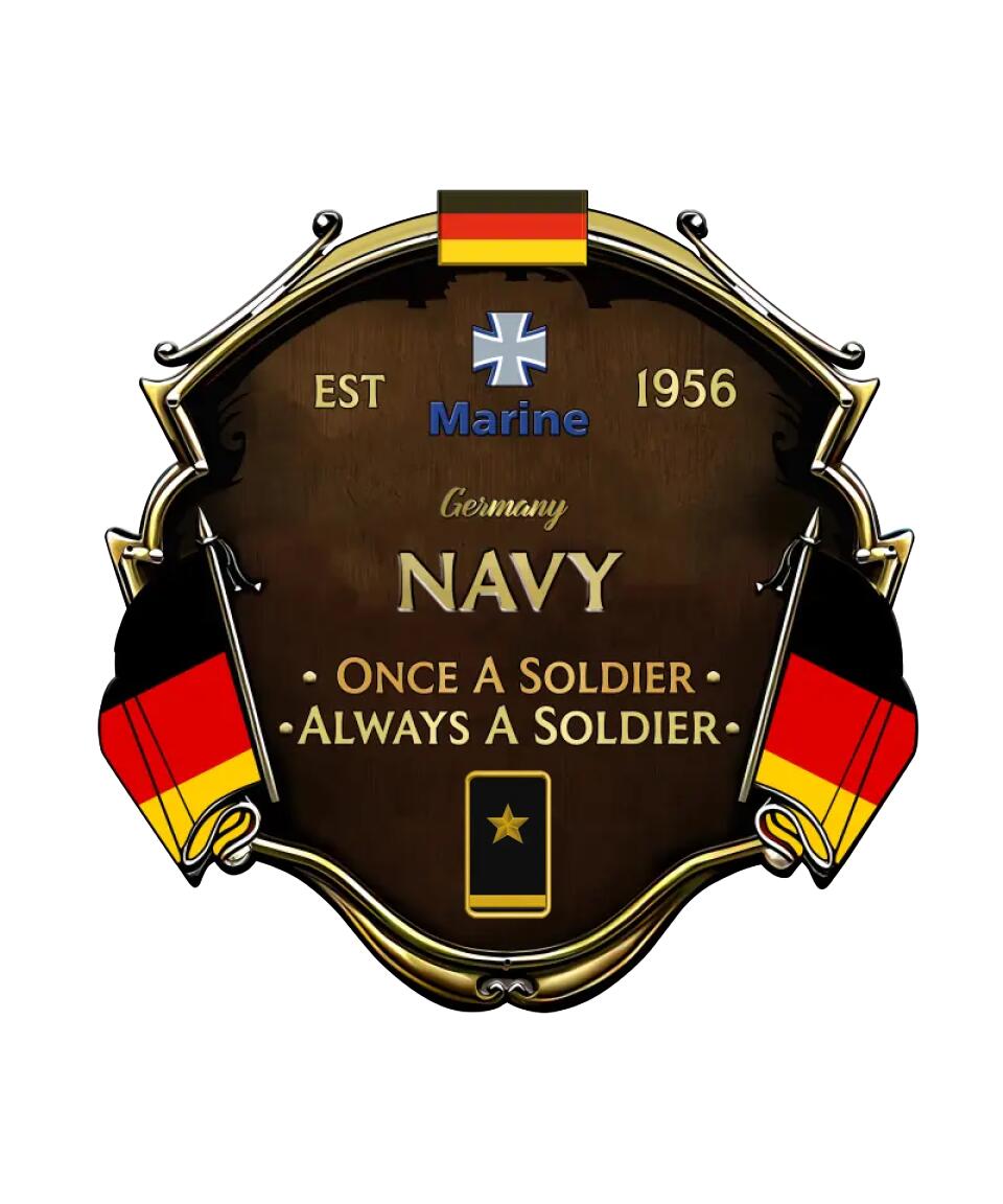 Personalized Rank German Soldier/Veterans Camo Cut Metal Sign - 0102240005