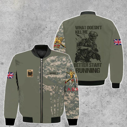 Personalized UK Solider/ Veteran Camo With Name And Rank Bomber Jacket 3D Printed - 0103230001