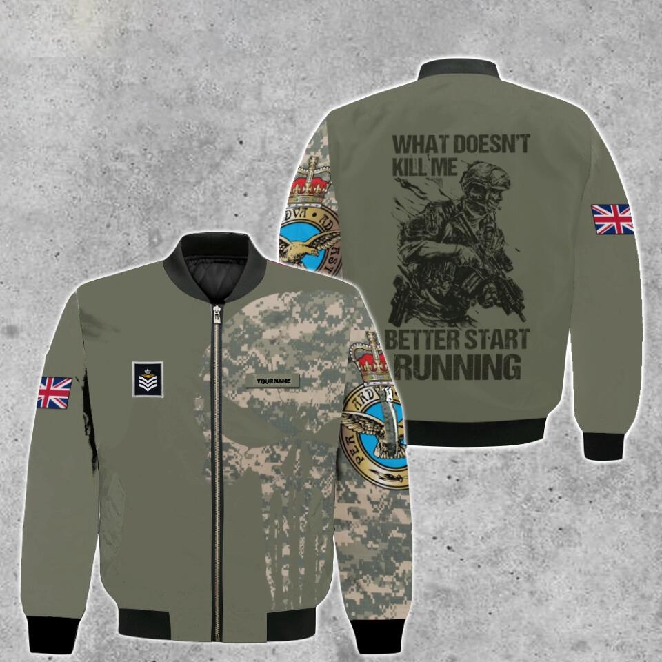 Veste de bombardier personnalisée avec camouflage pour soldat/vétéran britannique avec nom et grade, imprimée en 3D - 0103230001