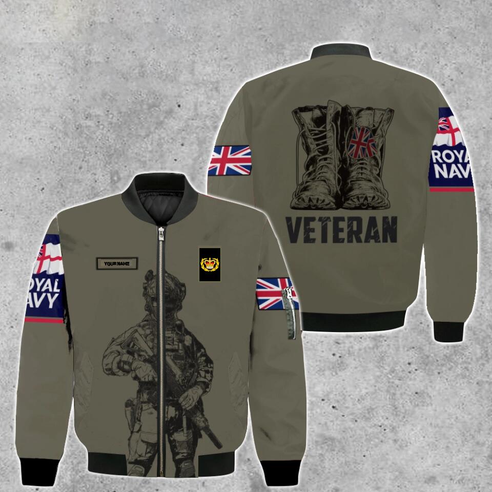 Personalized UK Solider/ Veteran Camo With Name And Rank Bomber Jacket 3D Printed - 0103230002