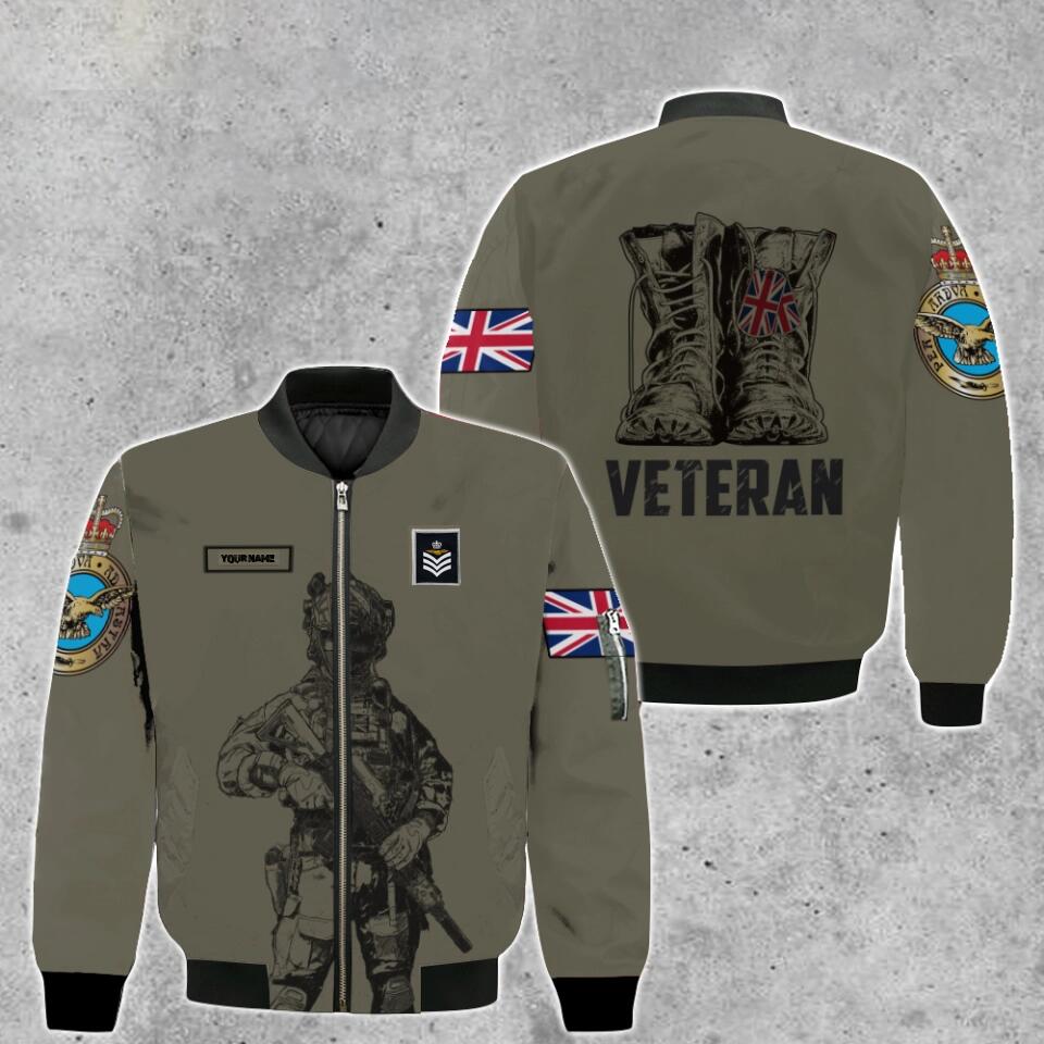 Personalisierte Bomberjacke für britische Soldaten/Veteranen im Camouflage-Muster mit Namen und Rang, 3D-Druck – 0103230002