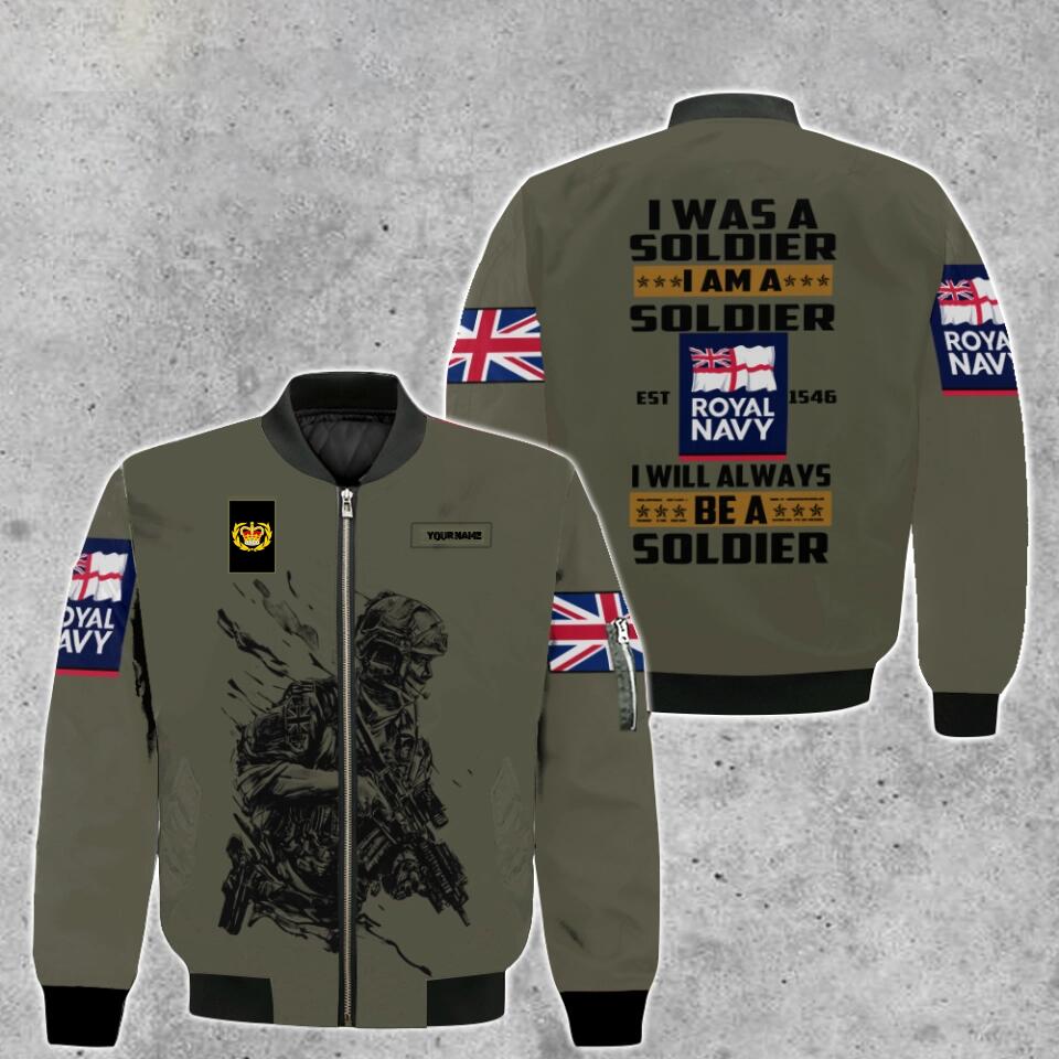 Personalized UK Solider/ Veteran Camo With Name And Rank Bomber Jacket 3D Printed - 0103230003