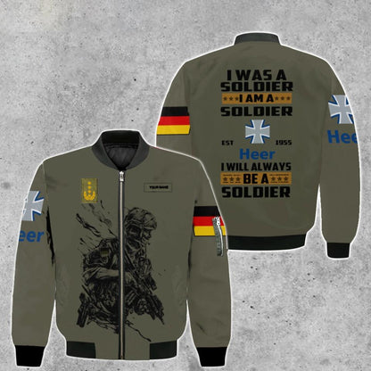 Personalisierte Bomberjacke für deutsche Soldaten/Veteranen im Camouflage-Muster mit Namen und Rang, 3D-Druck – 0103230003